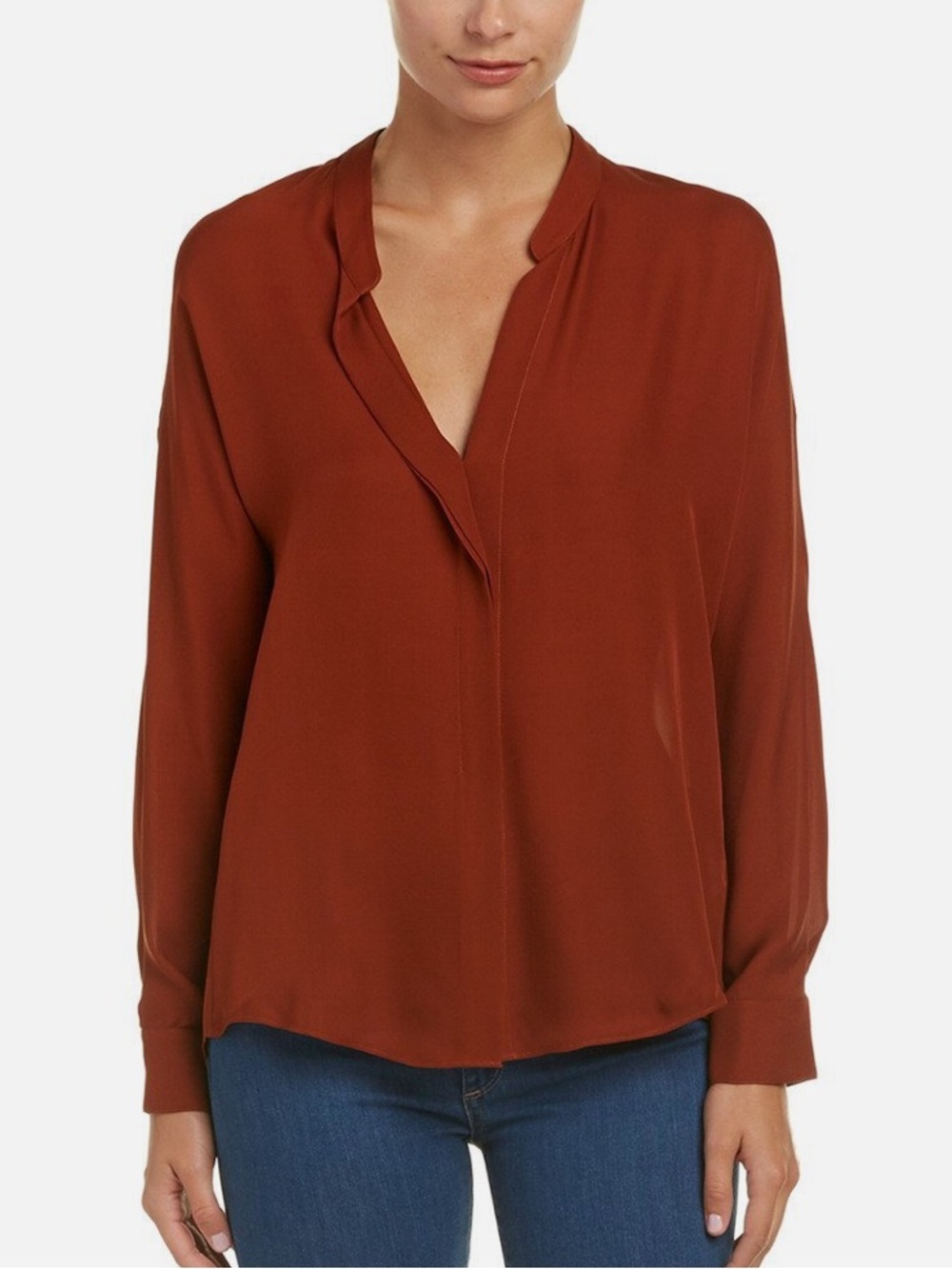 Vince burnt orange long sleeve blouse